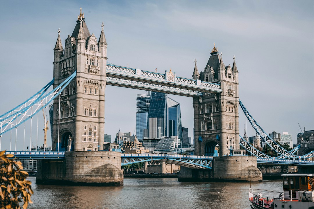 Tower Bridge over the River Thames with modern skyscrapers in London